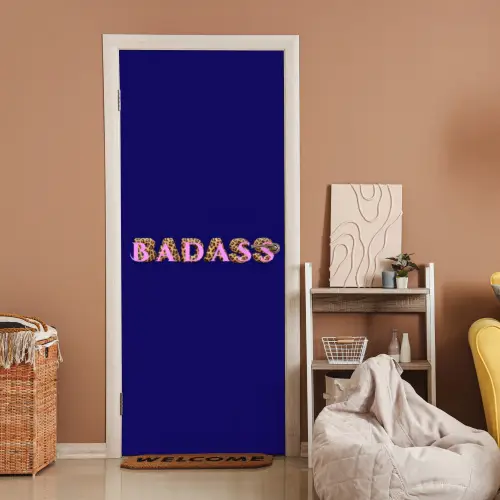 Badass - Panterpint - Schaduw - Roze deurposter klein -sfeer1