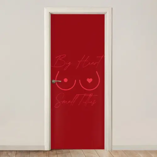big heart small titties - Hart - Rood deurposter klein -3d_beige