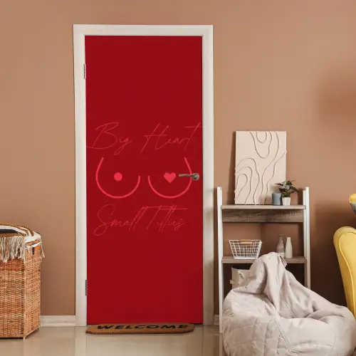 big heart small titties - Hart - Rood deurposter klein -sfeer1