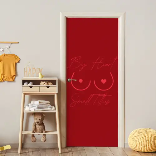 big heart small titties - Hart - Rood deurposter klein -sfeer4
