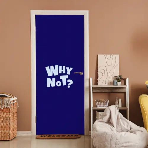Blauw - Why not - Minimalistisch deurposter klein -sfeer1
