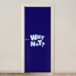 Blauw - Why not - Minimalistisch deurposter klein -3d_beige