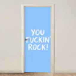 Blauw - Wit - You fuckin rock deurposter klein -3d_beige