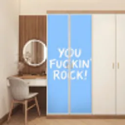 Blauw - Wit - You fuckin rock deurposter klein -sfeer3