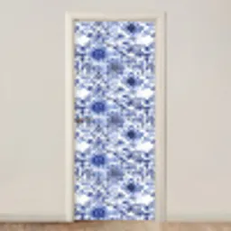 Bloemen - Blauw - Patroon - Wit deurposter klein 289 -3d_beige