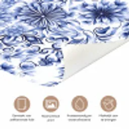 Bloemen - Blauw - Patroon - Wit deurposter klein 289 -closeup_NL