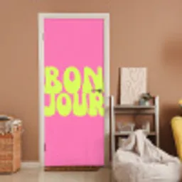 Bonjour - Roze - Fel groen deurposter klein -sfeer1