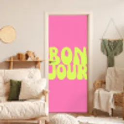 Bonjour - Roze - Fel groen deurposter klein -sfeer2