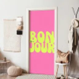 Bonjour - Roze - Fel groen deurposter klein -sfeer6