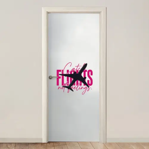 Catch flights not feelings - Vliegtuig - Roze deurposter klein -3d_beige