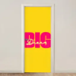 Dream big - Geel - Roze deurposter klein -3d_beige