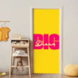 Dream big - Geel - Roze deurposter klein -sfeer4