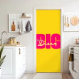 Dream big - Geel - Roze deurposter klein -sfeer5