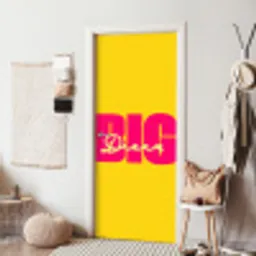 Dream big - Geel - Roze deurposter klein -sfeer6
