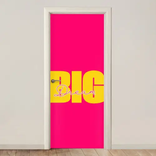 Dream big - Roze - Geel - Minimalistisch deurposter klein -3d_beige