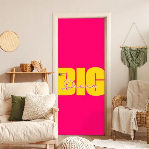 Dream big - Roze - Geel - Minimalistisch deurposter klein -sfeer2