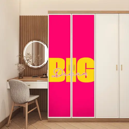 Dream big - Roze - Geel - Minimalistisch deurposter klein -sfeer3