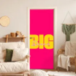 Dream big - Roze - Geel - Minimalistisch deurposter klein -sfeer2