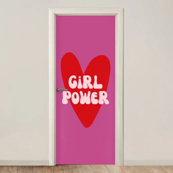 Girl power - Hart - Roze - Rood deurposter klein -3d_beige