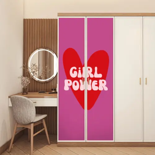 Girl power - Hart - Roze - Rood deurposter klein -sfeer3