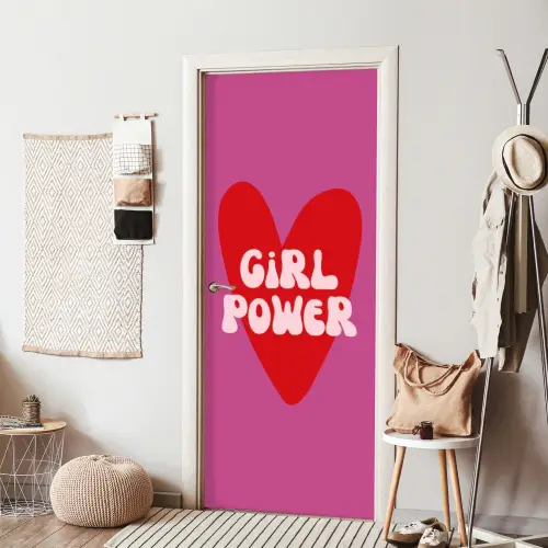 Girl power - Hart - Roze - Rood deurposter klein -sfeer6