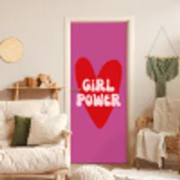 Girl power - Hart - Roze - Rood deurposter klein -sfeer2