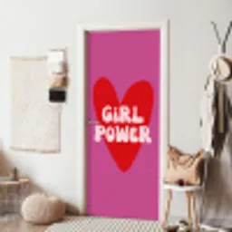 Girl power - Hart - Roze - Rood deurposter klein -sfeer6