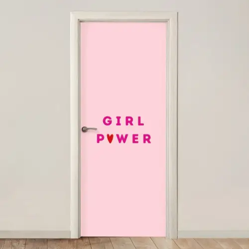 Girl power - Roze - Hartje deurposter klein -3d_beige