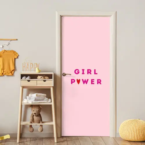 Girl power - Roze - Hartje deurposter klein -sfeer4