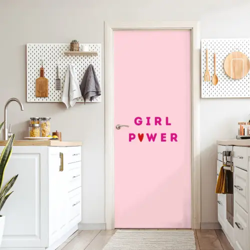 Girl power - Roze - Hartje deurposter klein -sfeer5