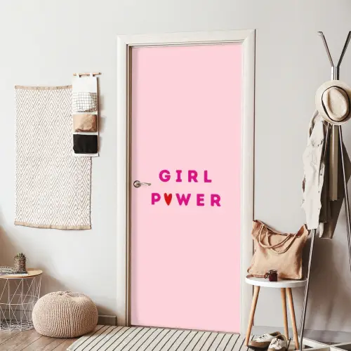 Girl power - Roze - Hartje deurposter klein -sfeer6