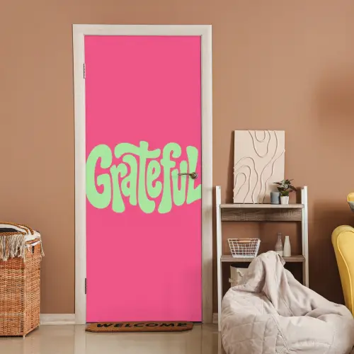 Grateful - Groen - Grafisch - Vloeiend deurposter klein -sfeer1
