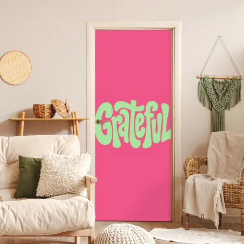 Grateful - Groen - Grafisch - Vloeiend deurposter klein -sfeer2