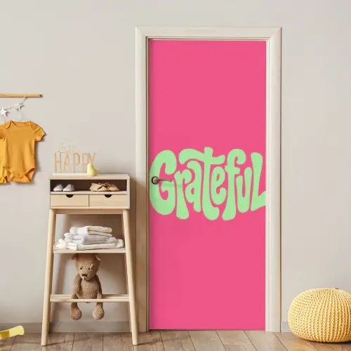 Grateful - Groen - Grafisch - Vloeiend deurposter klein -sfeer4