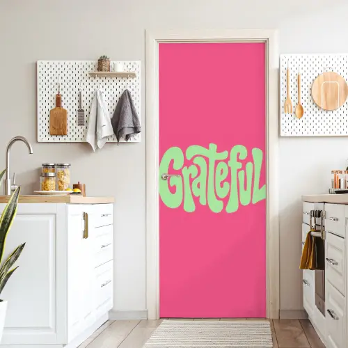 Grateful - Groen - Grafisch - Vloeiend deurposter klein -sfeer5