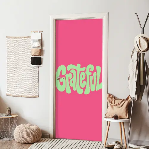 Grateful - Groen - Grafisch - Vloeiend deurposter klein -sfeer6