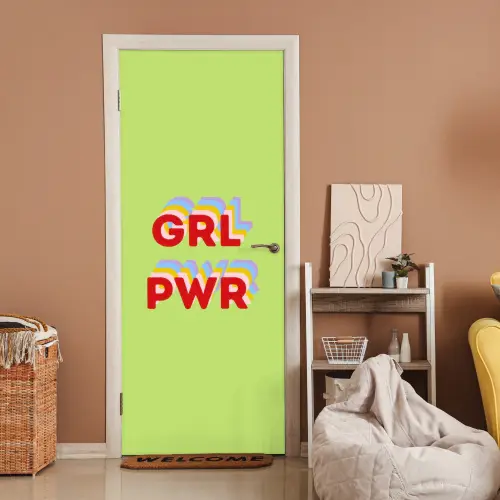 Grl pwr - Groen - Rood - 3D deurposter klein -sfeer1