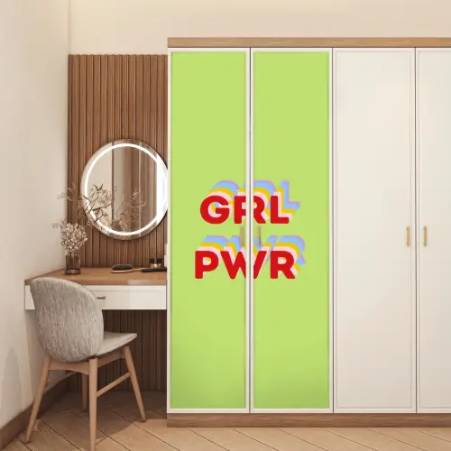 Grl pwr - Groen - Rood - 3D deurposter klein -sfeer3
