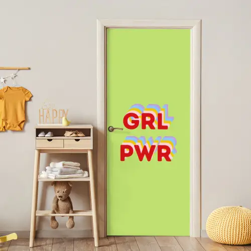 Grl pwr - Groen - Rood - 3D deurposter klein -sfeer4