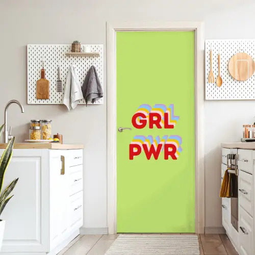 Grl pwr - Groen - Rood - 3D deurposter klein -sfeer5