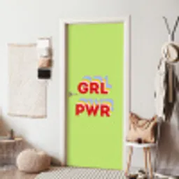 Grl pwr - Groen - Rood - 3D deurposter klein -sfeer6