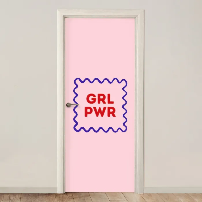 Grl pwr - Roze - Kader deurposter klein -3d_beige