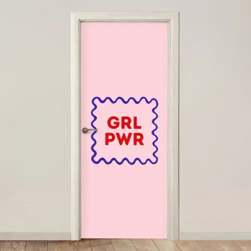Grl pwr - Roze - Kader deurposter klein -3d_beige