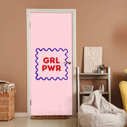 Grl pwr - Roze - Kader deurposter klein -sfeer1
