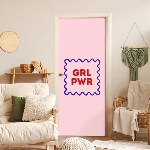 Grl pwr - Roze - Kader deurposter klein -sfeer2