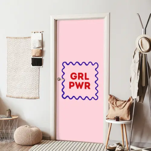 Grl pwr - Roze - Kader deurposter klein -sfeer6