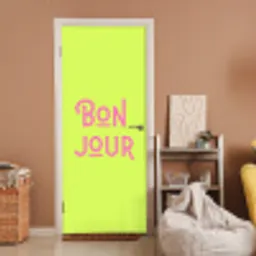 Groen - Roze bonjour - art-deco deurposter klein -sfeer1