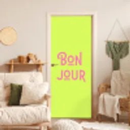 Groen - Roze bonjour - art-deco deurposter klein -sfeer2