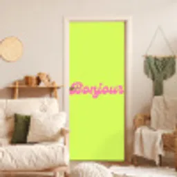 Groen - Roze bonjour - Retro deurposter klein -sfeer2