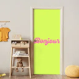 Groen - Roze bonjour - Retro deurposter klein -sfeer4